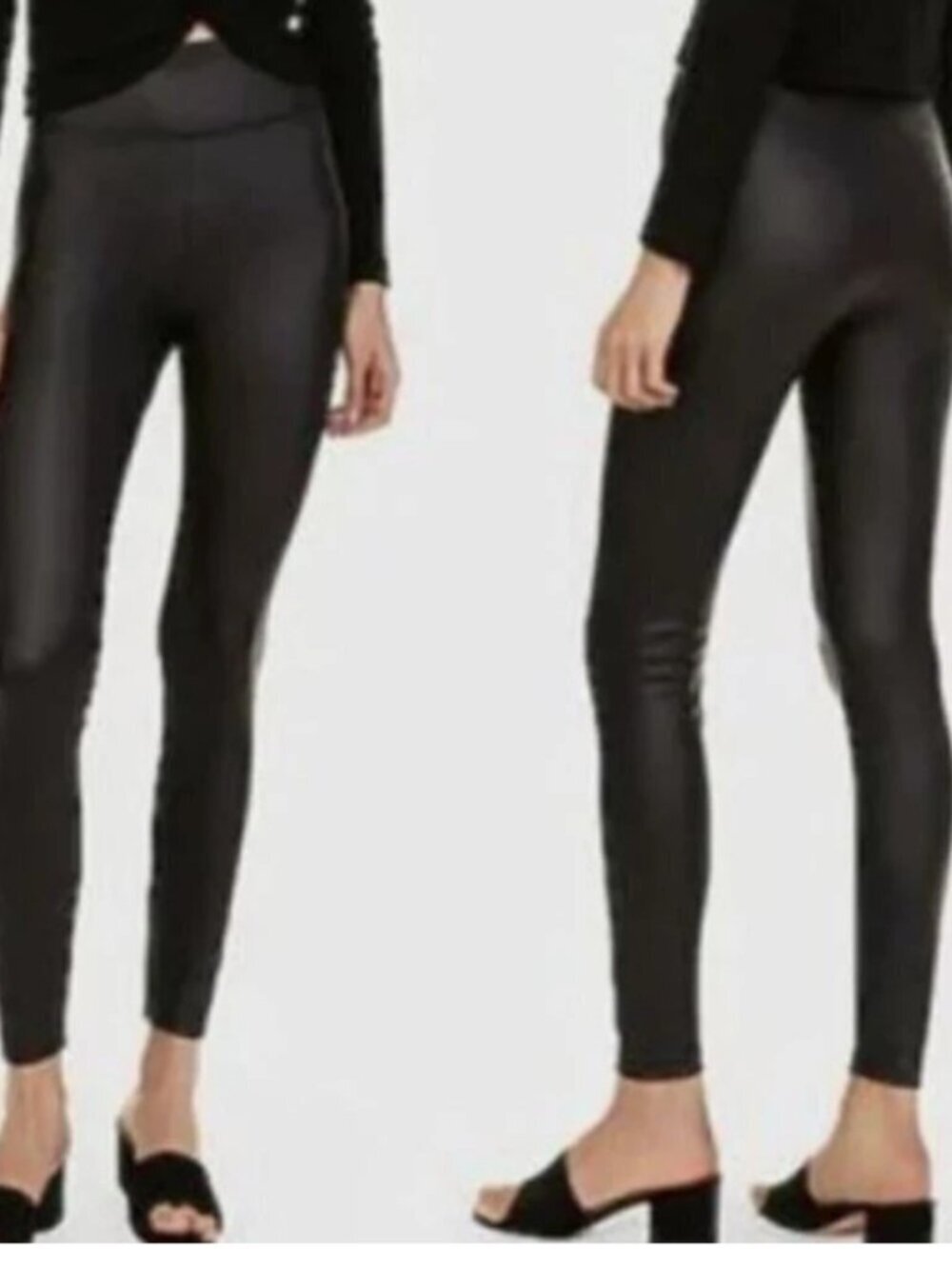Express Super High Waisted Faux Leather Ankle Leggings S